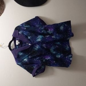 Galaxy print, button up top